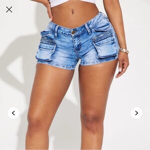 Low-Rise Stretch Denim Shorts